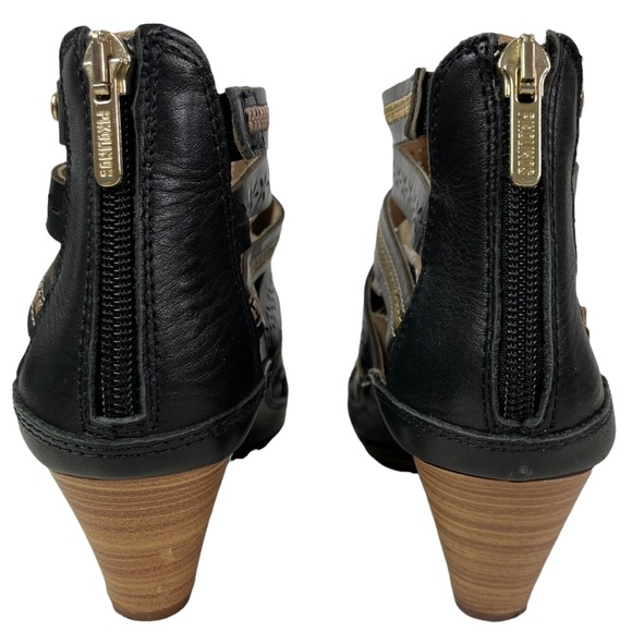 Pikolinos Black Java Gladiator Style Embroidered Leather Sandals Size 36 - Picture 6 of 11